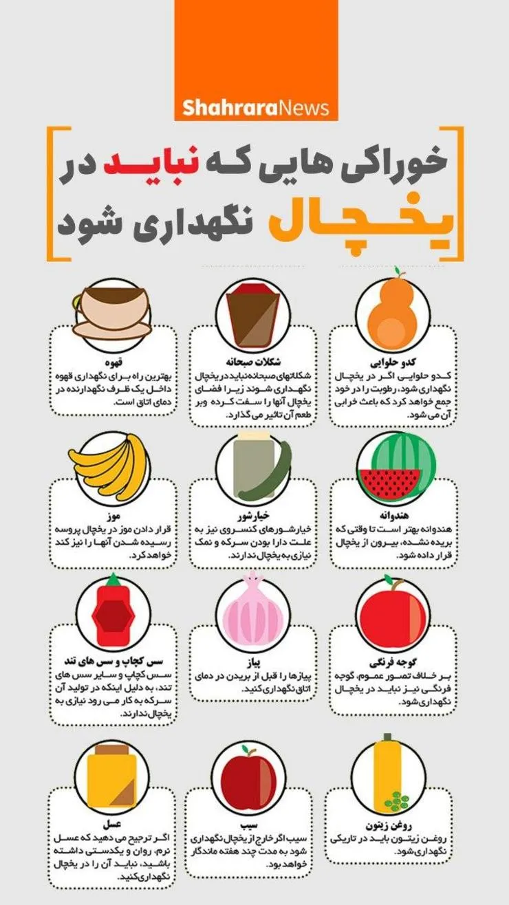 این خوراکی‌ها نباید در یخچال نگهداری شود