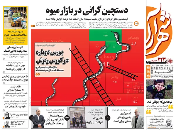 صفحه نخست روزنامه‌های کشور - چهارشنبه ۲۶ آذر ۱۳۹۹