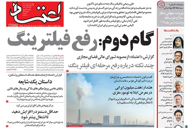 صفحه نخست روزنامه‌های کشور - چهارشنبه ۵ دی ۱۴۰۳