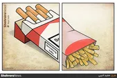 کارتون | کدام کشنده است؟ سیگار یا سیب‌زمینی؟
