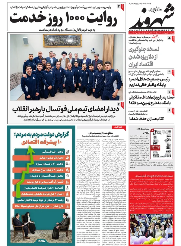 صفحه نخست روزنامه‌های کشور - پنجشنبه ۲۰ اردیبهشت ۱۴۰۳
