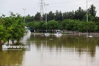 تصاویری از آب‌گرفتگی در سطح شهر مشهد بر اثر بارش شدید باران (۲۶ اردیبهشت ۱۴۰۳)