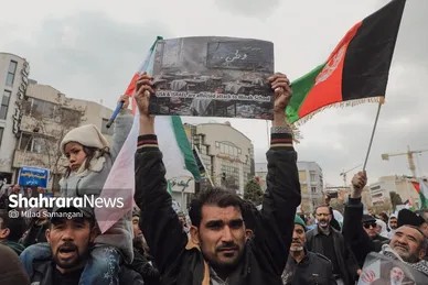 گزارش تصویری | تجمع مهاجران افغانستانی در محکومت جنایت آمریکا و رژیم صهیونیستی مقابل دفتر سازمان ملل در مشهد