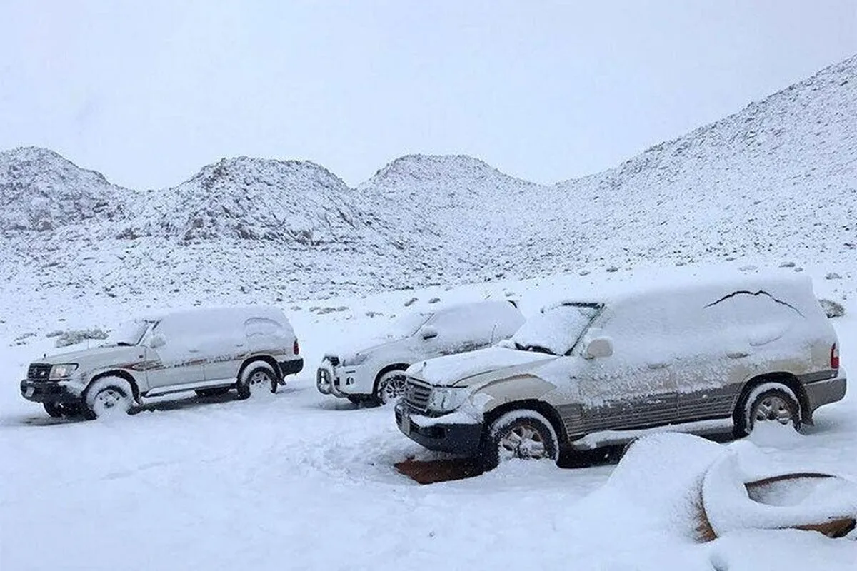 ویدئو | تگرگ و برف سنگین در عربستان