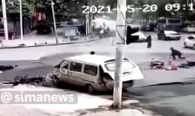 لحظه وحشتناک انفجار چاه فاضلاب در چین + فیلم