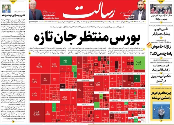 صفحه نخست روزنامه‌های کشور - سه‌شنبه ۱۰ مرداد ۱۴۰۲