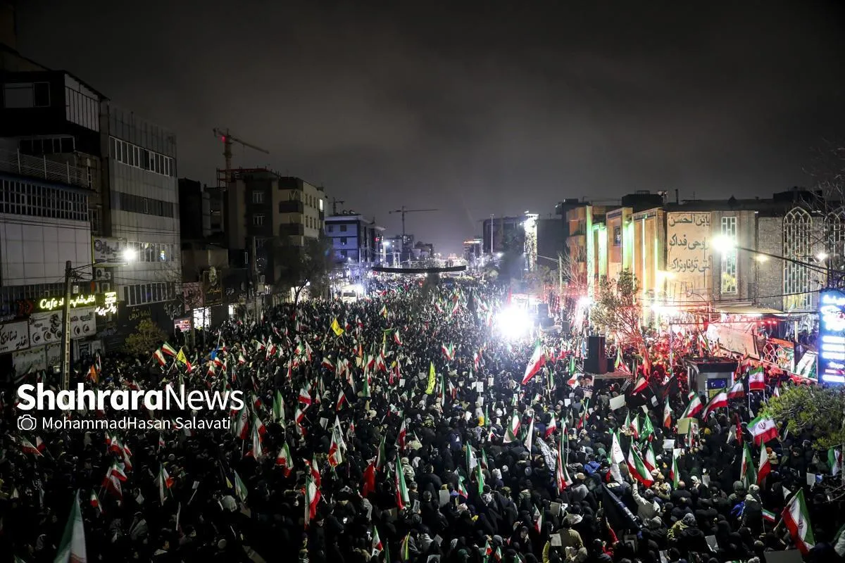 همه برای ایران؛ همه فدای ایران| نوای «ای ایران» در خیابان هاشمیه مشهد طنین‌انداز شد +فیلم