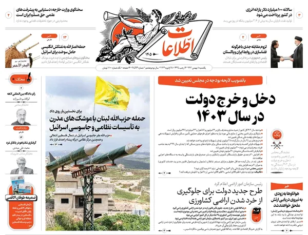 صفحه نخست روزنامه‌های کشور - یکشنبه ۸ بهمن ۱۴۰۲