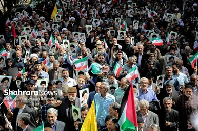 راهپیمایی ضدصهیونیستی نمازگزاران مشهدی و حمایت از عملیات وعده صادق سپاه