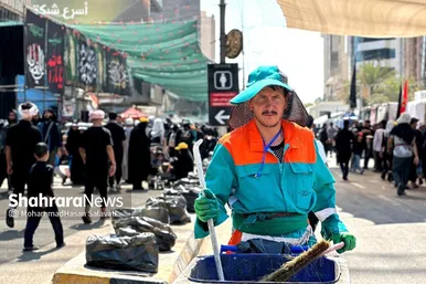 عکس | خدمت رسانی پاکبانان مشهدی به زائران اربعین در نجف اشرف