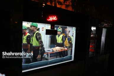 مانور اضطراری خارج شدن قطار شهری از ریل در مشهد