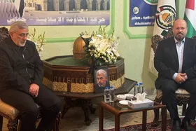 ویدئو | سردار اسماعیل قاآنی به دفتر حماس در تهران رفت