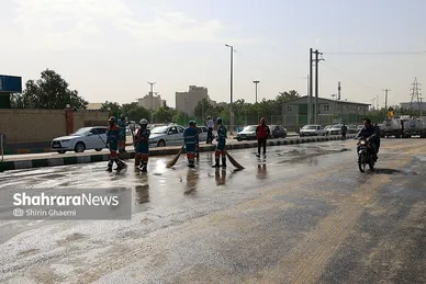 گزارش تصویری | اتفاق  خط لوله اصلی آبرسانی مشهد در بزرگراه شهید سلیمانی