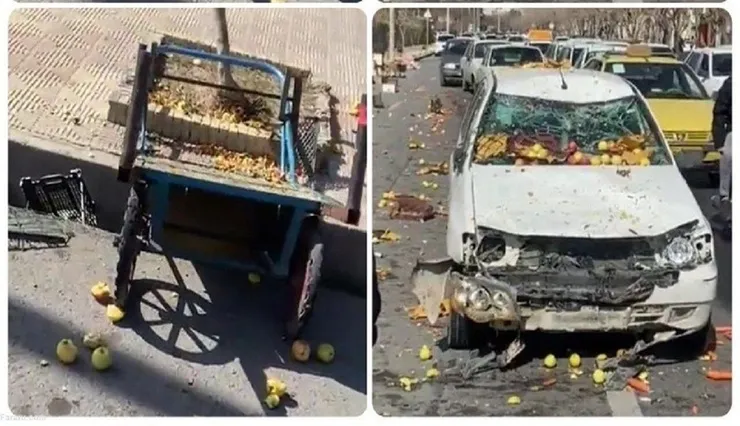 ویدئو | مچاله شدن پراید در تصادف با گاری دستی!