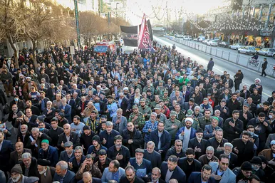 تشییع پیکر بانوی شهیده فاطمه دهقانی از شهدای حادثه تروریستی کرمان