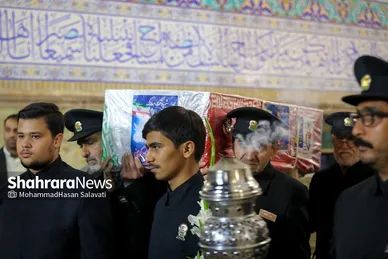 مراسم وداع با شهدای حادثه تروریستی شاهچراغ در حرم مطهر رضوی