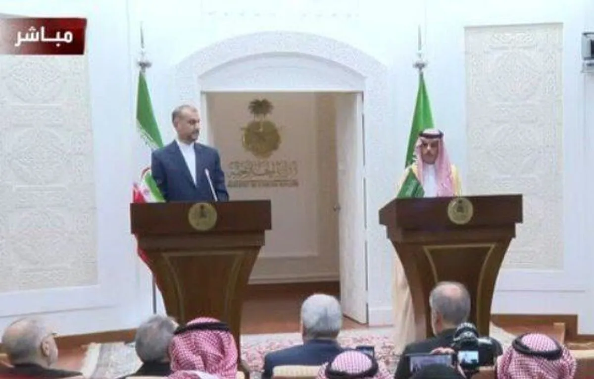 استفاده امیرعبداللهیان از کلمه «خلیج فارس» در عربستان + فیلم