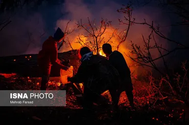 گزارش تصویری | عملیات مهار آتش‌سوزی مناطق کوهستانی روستاهای دلیر و الیت