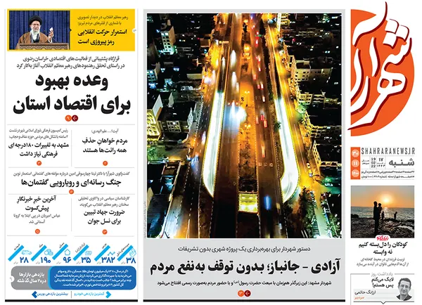 صفحه نخست روزنامه‌های کشور - شنبه ۳۰ بهمن ۱۴۰۰