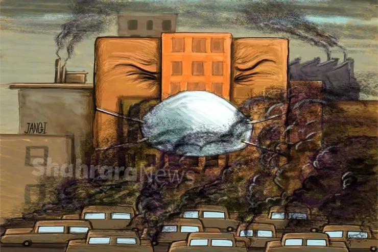 کارتون | ماسک زدن به دلیل آلودگی هوا