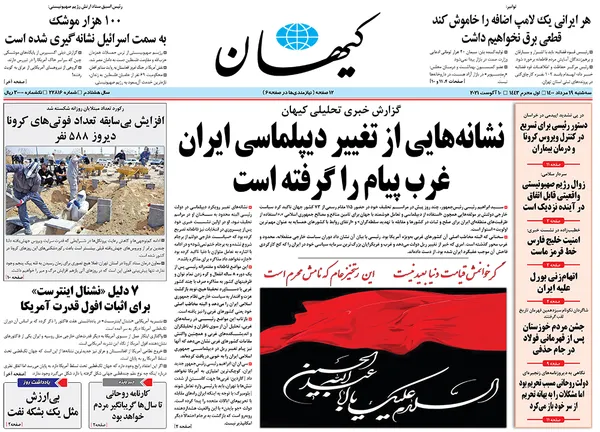 صفحه نخست روزنامه‌های کشور - سه‌شنبه ۱۹ مرداد ۱۴۰۰