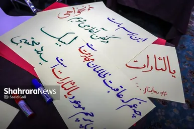 گزارش تصویری | پویش مردمی پلاکاردنویسی «باید برخاست»