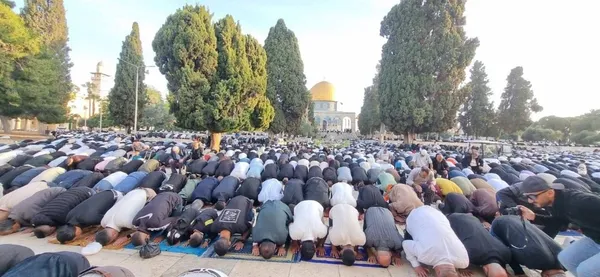 شکوه عید در قبله اول | قاب‌هایی از نماز عید قربان در مسجدالاقصی + فیلم و عکس