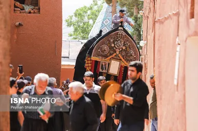 محرم ۱۴۰۴ | عکس‌هایی از نخل‌گردانی روز عاشورا در روستای تاریخی ابیانه - اصفهان