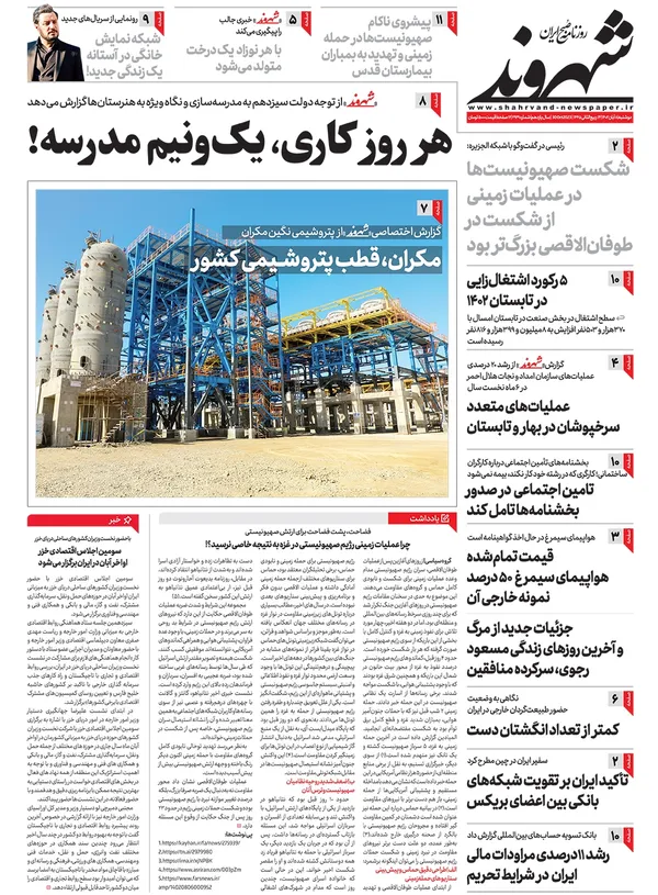 صفحه نخست روزنامه‌های کشور - دوشنبه ۸ آبان ۱۴۰۲