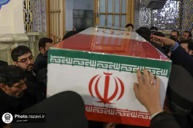 مراسم وداع با پیکر شهید سیدداوود بی‌طرف در حرم مطهر رضوی (ع)