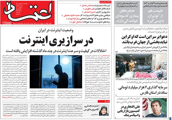 صفحه نخست روزنامه‌های کشور - چهارشنبه ۲۷ بهمن ۱۴۰۰