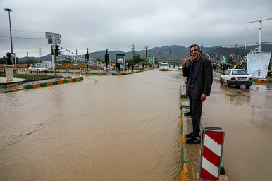 سیل در خیابان های مشهد