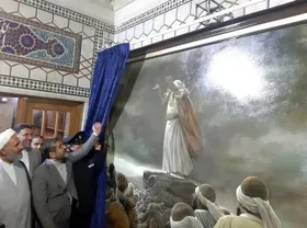 تابلوی &laquo;نماز باران&raquo; در حرم رضوی رونمایی شد