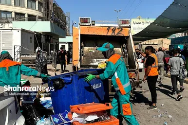 عکس | خدمت رسانی پاکبانان مشهدی به زائران اربعین در نجف اشرف