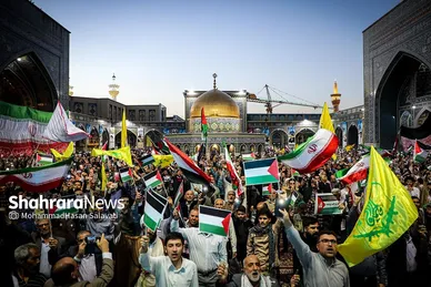 اجتماع همبستگی با جبهه مقاومت فلسطین در صحن قدس حرم مطهر رضوی