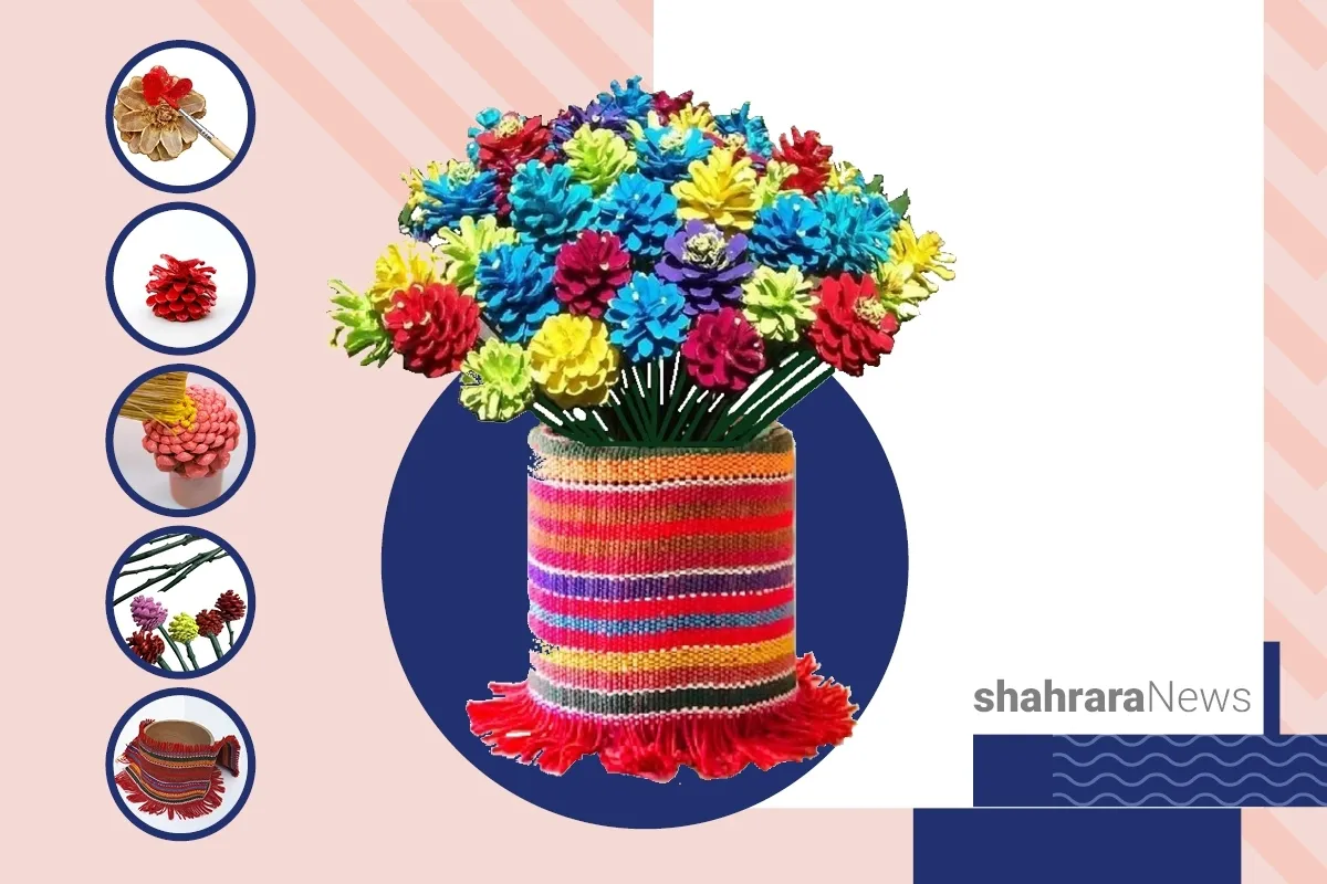 آموزش کاردستی | گلدان زیبای کاجی