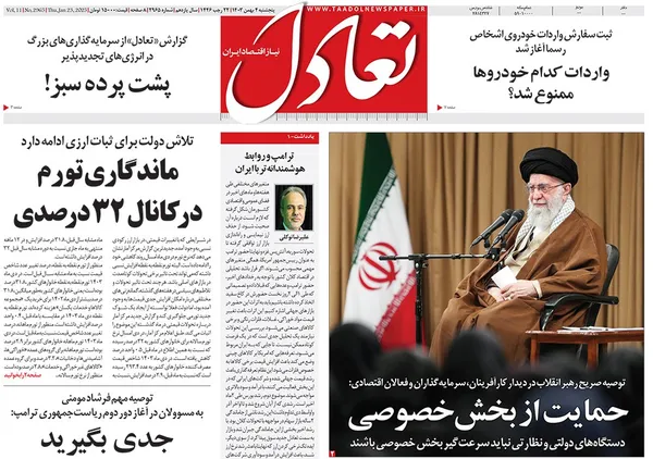 صفحه نخست روزنامه‌های کشور - پنجشنبه ۴ بهمن ۱۴۰۳