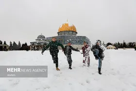 بارش برف در مسجدالاقصی