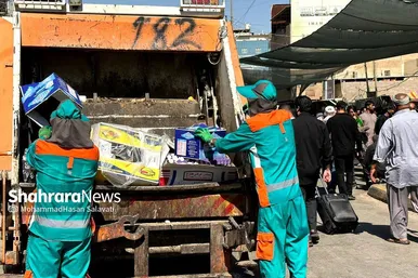 عکس | خدمت رسانی پاکبانان مشهدی به زائران اربعین در نجف اشرف