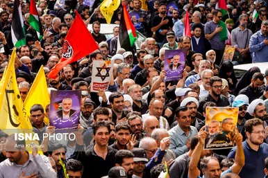عکس‌هایی از مراسم تشییع پیکر شهید اسماعیل هنیه در تهران - ۱