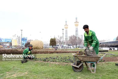 گل‌کاری در نقاط مختلف شهر مشهد