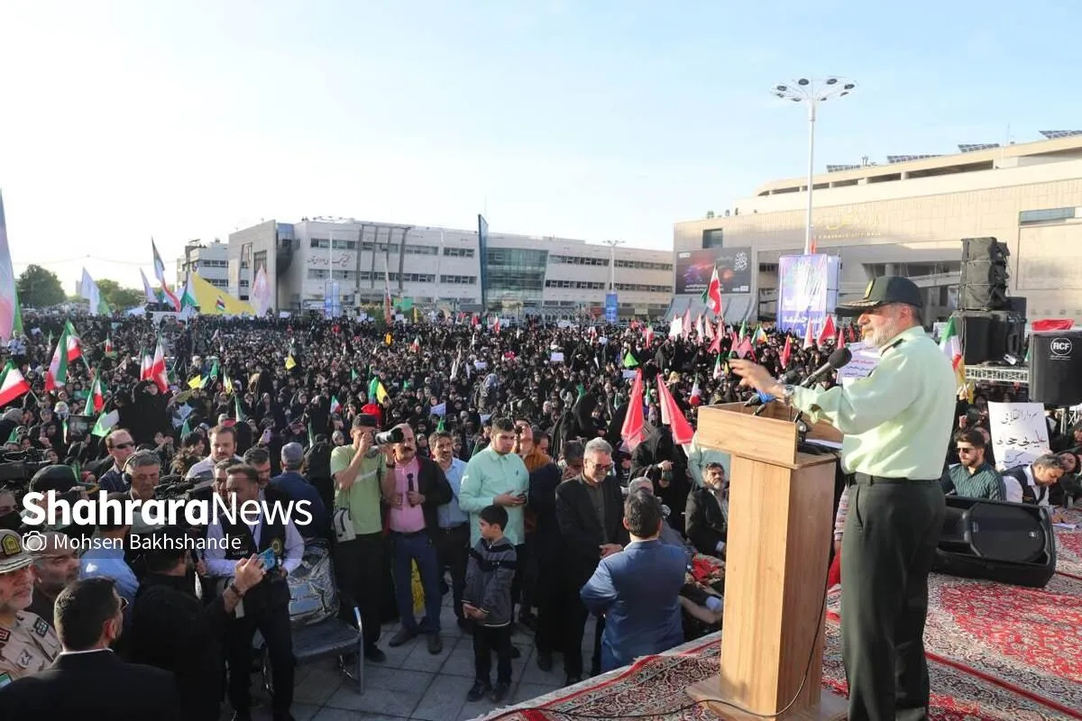 سردار رادان در مشهد: قسم به خون شهدا که حافظ سنگر حجاب هستیم| توطئه عریانی و برهنگی، برنامه نفوذ دشمن برای براندازی است