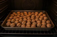 خانه‌داری | چگونه با فر، گردوی پوست سبز را خشک کنیم؟