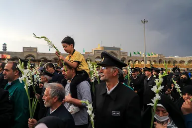 گلباران حرم مطهر رضوی در شب میلاد امام رضا(ع)