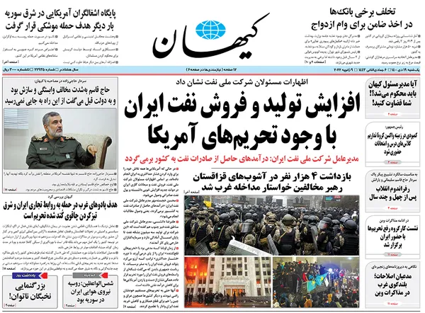 صفحه نخست روزنامه‌های کشور - یکشنبه ۱۹ دی ۱۴۰۰