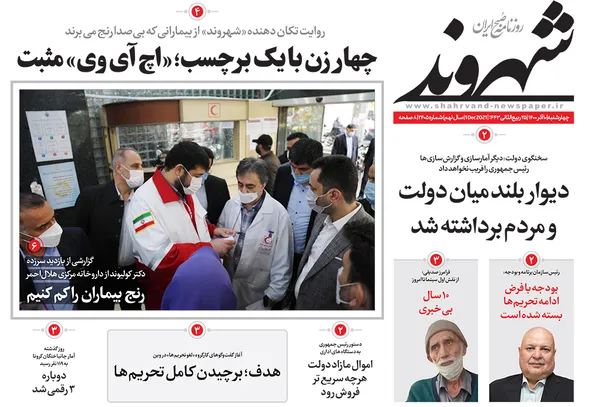 صفحه نخست روزنامه‌های کشور - چهارشنبه ۱۰ آذر ۱۴۰۰