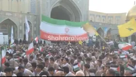 اجتماع بزرگ همبستگی با جبهه مقاومت فلسطین در حرم مطهر رضوی برگزار شد + فیلم