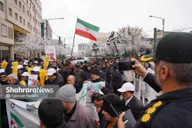 گزارش تصویری | تشییع پیکر شهدای مدافع امنیت در هوای برفی مشهد