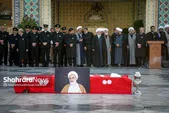 پیکر مرحوم حجت الاسلام والمسلمین علی‌‌اكبر الهى خراسانى در جوار حرم مطهر رضوی به خاک سپرده شد + فیلم