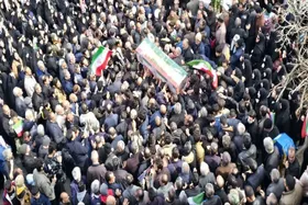 پیکر شهید حمله آمریکایی- صهیونیستی در سبزوار تشییع شد + فیلم